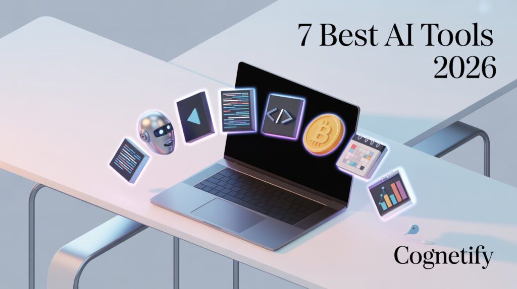 7 Best AI Productivity Tools for Small Business in 2026 infographic