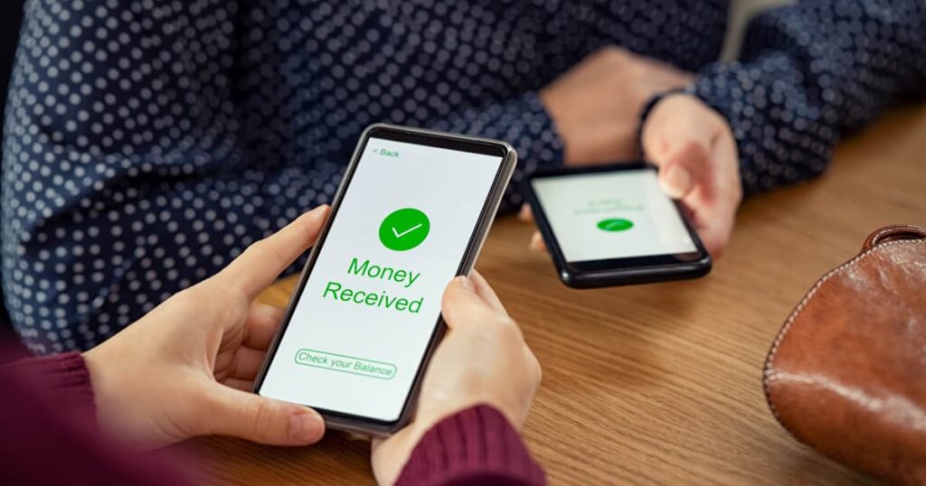 Sending money using a mobile payment app instantly
