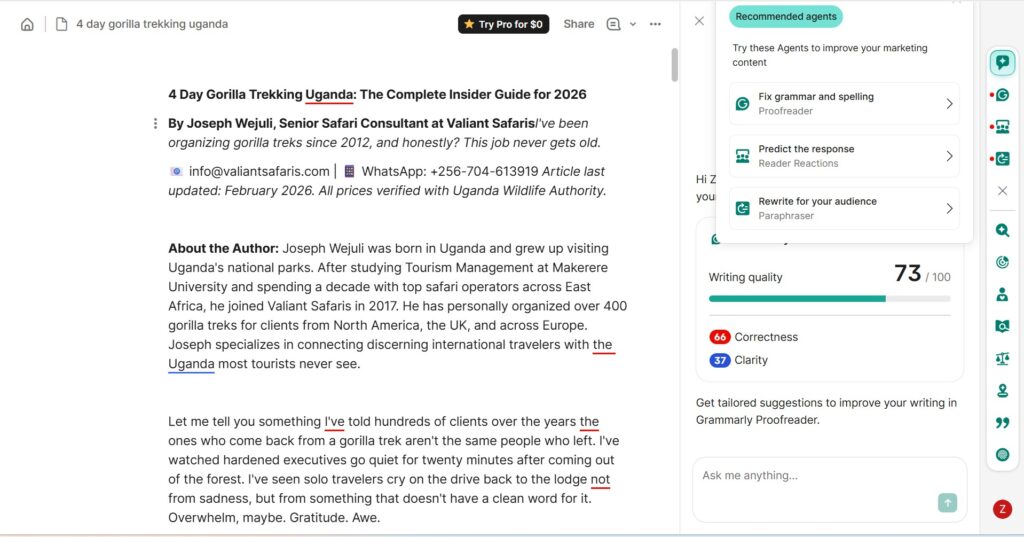Grammarly – Best for Editing & Clarity