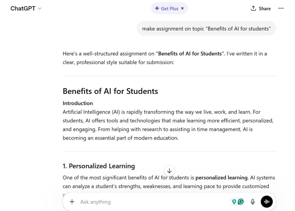 Use chatgpt to make assignment