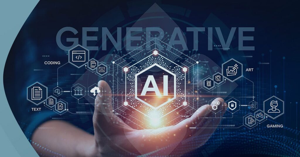 Generative AI technology with artificial intelligence digital interface and AI applications