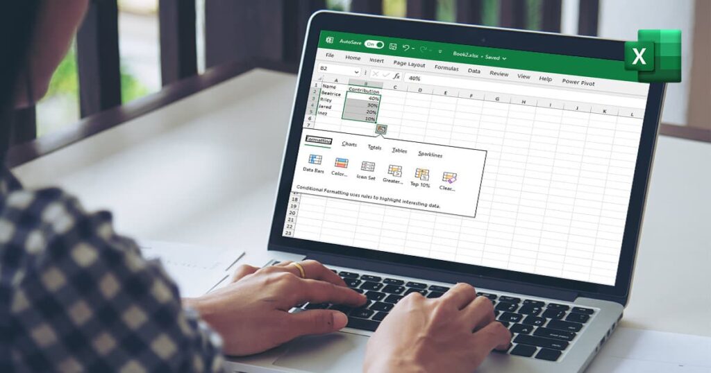 Quick Analysis Tool in Excel for charts, formatting, and financial data analysis
